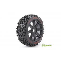 Louise RC - B-PIONEER - Pneus 1-8e Buggy - Soft - Jantes à batons Noirs - Hex 17mm - 1 Paire