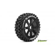 Louise RC - B-UPHILL - Pneus 1-8e Buggy - Soft - Jantes à batons Noirs - Hex 17mm - 1 Paire