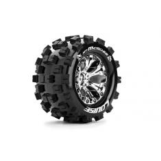 Louise RC - MT-MCROSS - Pneus 1-10e Monster Truck - Soft - Jantes 2.8" Chromées - 1/2"-Offset - GP J