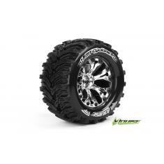 Louise RC - MT-CYCLONE - Pneus 1-10e Monster Truck - Soft - Jantes 2.8" Chromées - 0-Offset - Jantes