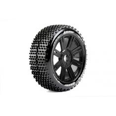 Louise RC - B-HORNET - Pneus 1-8e Buggy - Soft - Jantes à batons Noirs - Hex 17mm - 1 Paire