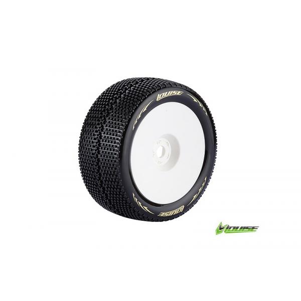 Louise RC - T-TURBO - Pneus 1-8e Truggy - Soft - Jantes Blanches - 1/2"-Offset - Hex 17mm - 1 Paire - LR-T3112SWH