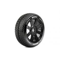 Louise RC - B-TURBO - Pneus 1-8e Buggy - Soft - Jantes à batons Noirs - Hex 17mm - 1 Paire