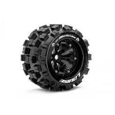 Louise RC - MT-MCROSS - Pneus 1-8e Monster Truck - Medium - Jantes 3.8" Noirs - 1/2"-Offset - EP E-R