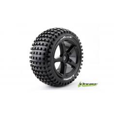 Louise RC - T-ROCK - Pneus 1-8e Truggy - Soft - Jantes à batons Noirs - 0-Offset - Hex 17mm - 1 Pair