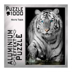 Puzzle de 1000 piezas: Efecto aluminio: Tigre blanco