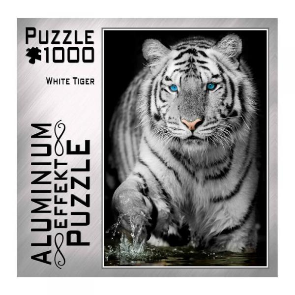 Puzzle de 1000 piezas: Efecto aluminio: Tigre blanco - MIC-744.6