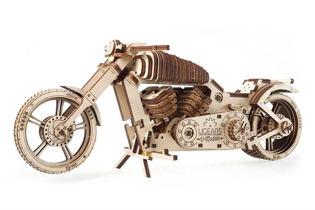 maquette en bois moto : moto vm-02, modã¨le mã©canique