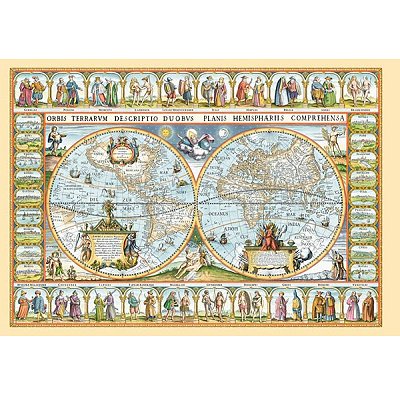 Puzzle 1000 pièces - Vieille carte du monde, 1639 - Castorland - Rue ...
