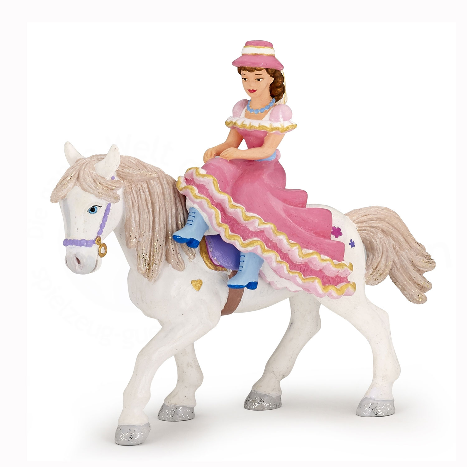 Figurine cavalière au chapeau avec cheval