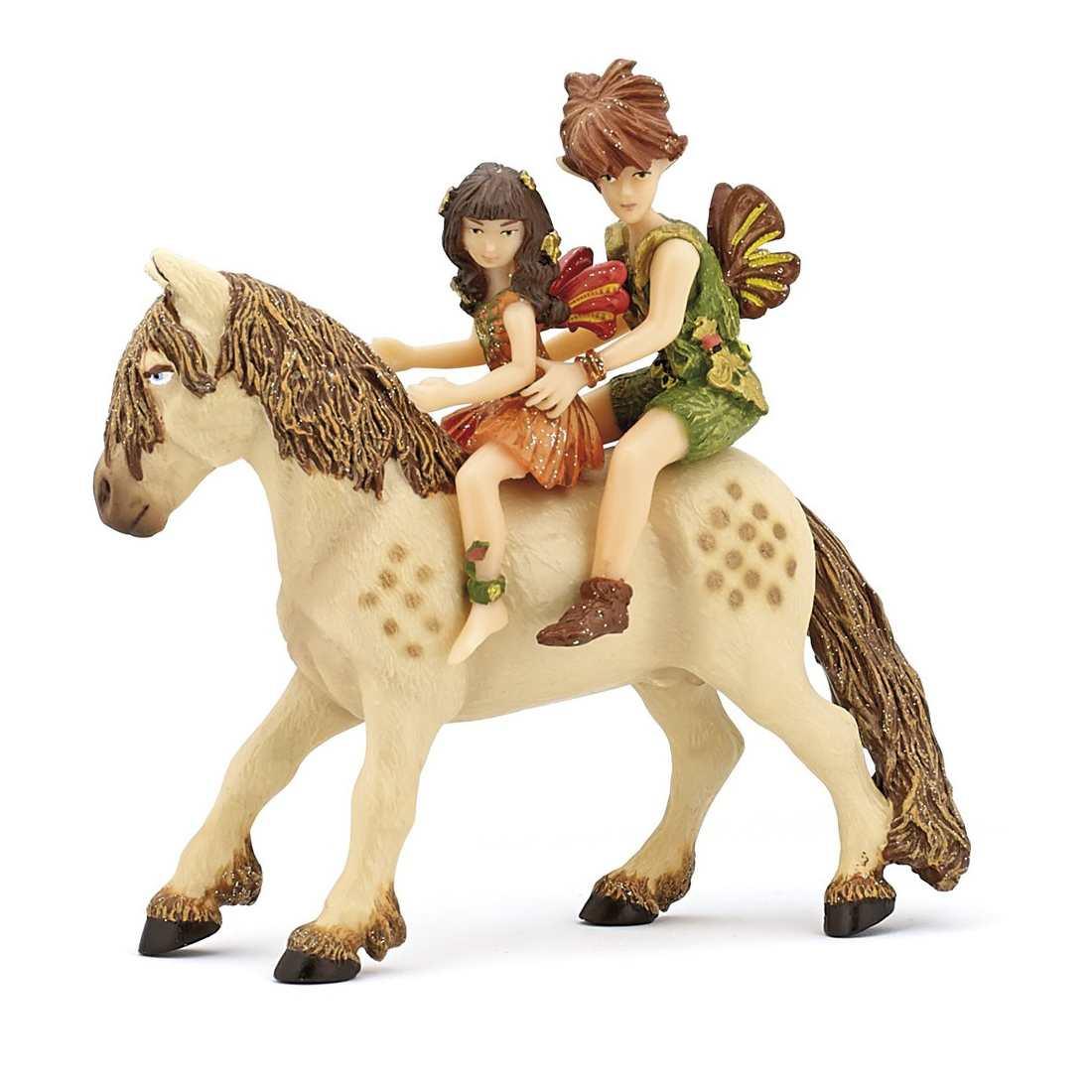 figurine contes et lã©gendes : boã®te prã©sentoir 3 figurines : poney et enfants elfes