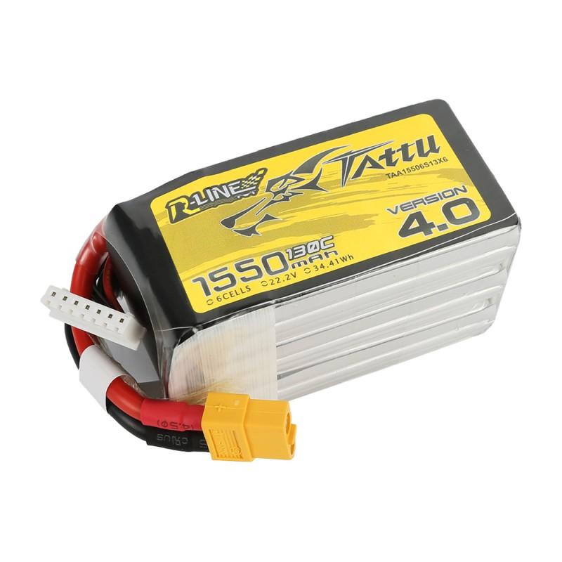 Batterie Lipo Tattu R-Line Version 4.0 - 1550mAh 22.2V 130C 6S1P Prise XT60