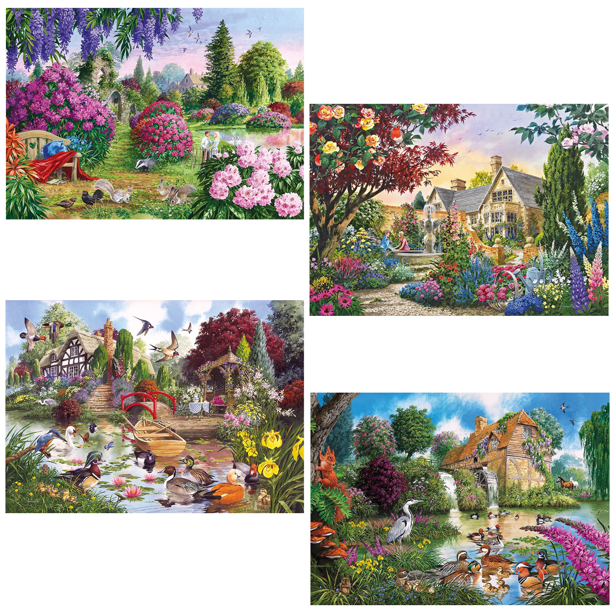 Puzzle 4 x 500 pièces : Faune et flore de nos campagnes