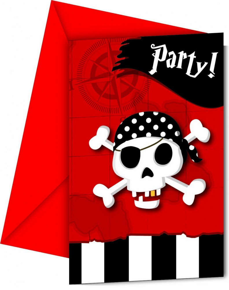 Invitations Carte aux Trésor Pirate x6