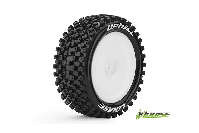 Louise RC - E-UPHILL - Pneus 1-10e Buggy - Soft - Jantes Blanches - Kyosho HEX 12mm - 4WD - Arrière