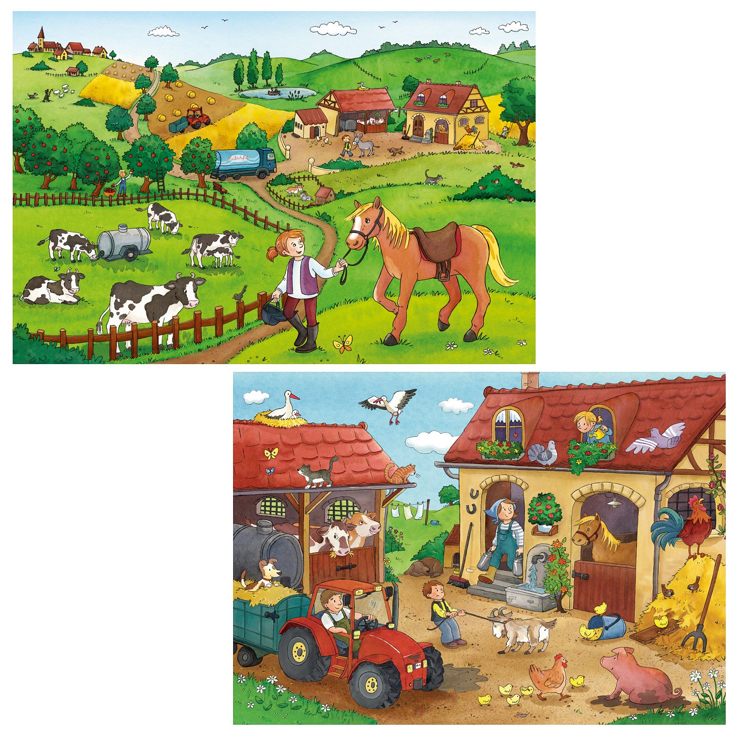 Puzzle 2 x 12 pièces : Le travail à la ferme