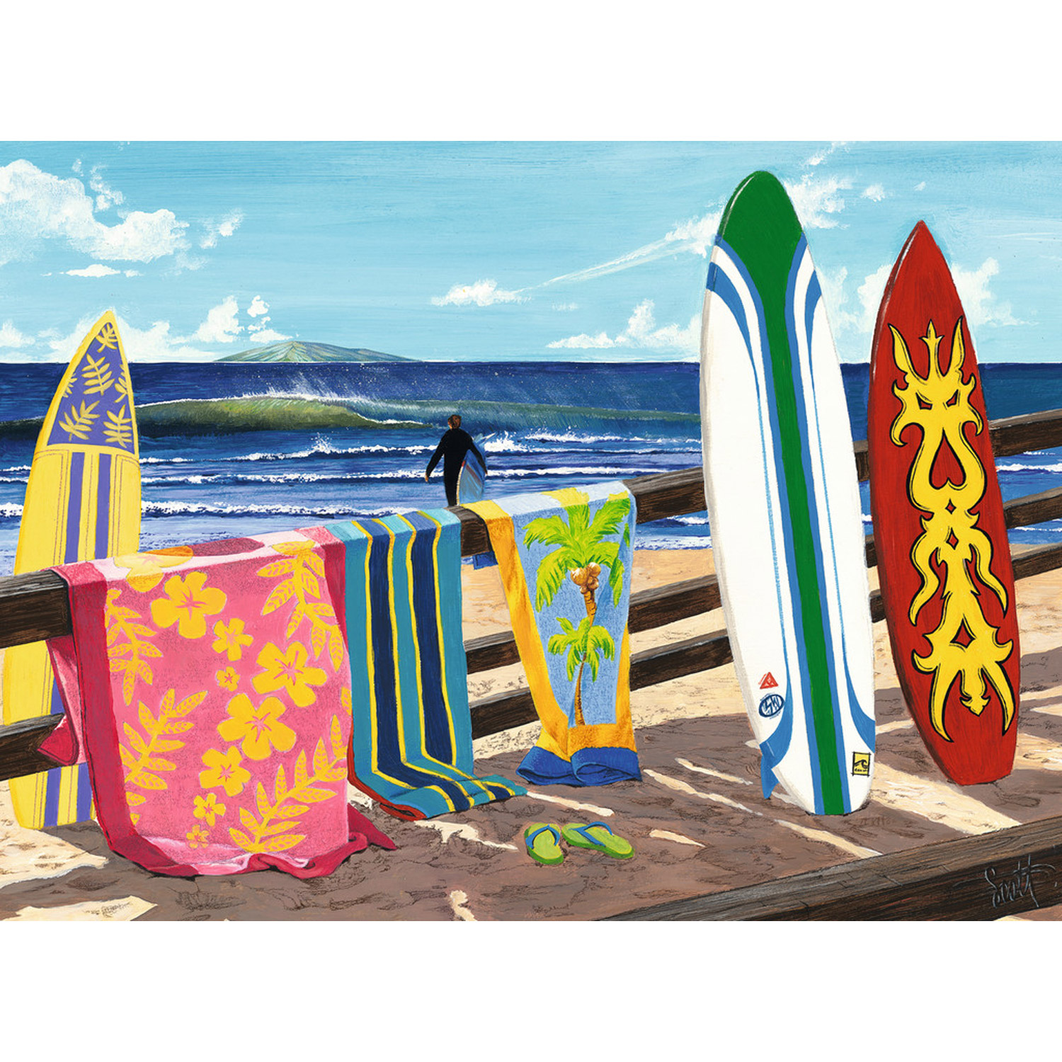 Puzzle Une planche de surf colorée sur la plage - Puzzle - Puzzle 500 pièces