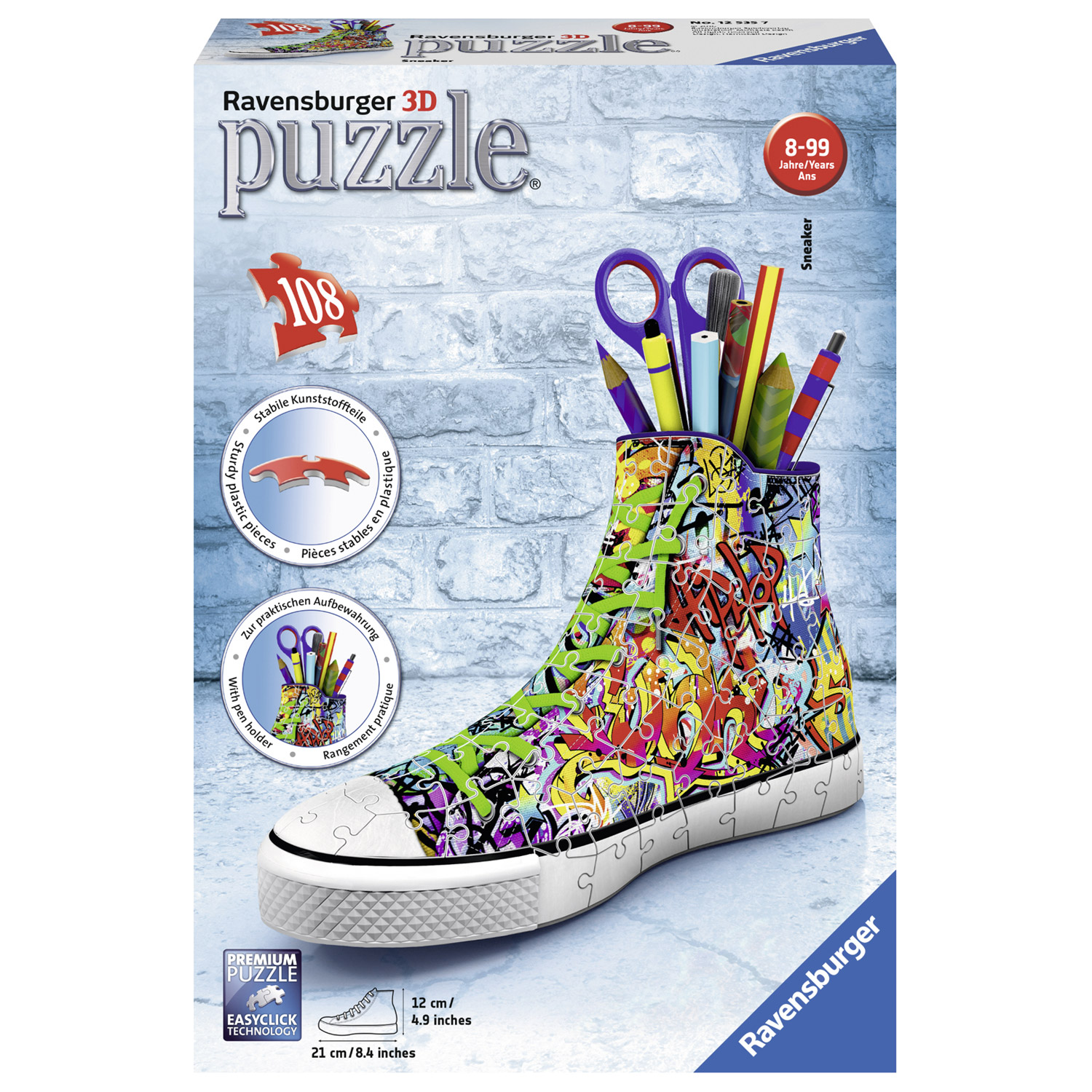 AVENGERS Puzzle 3D Sneaker - Ravensburger - Puzzle 3D enfant - sans colle -  Pot a crayons 108 pieces - Des 8 ans