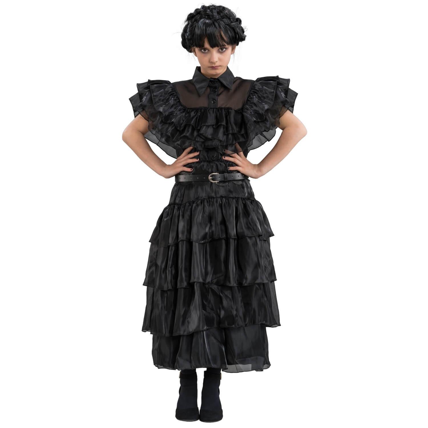 Mercredi Addams Costume Pour Femmes Filles Col Robe Noire Costume Z