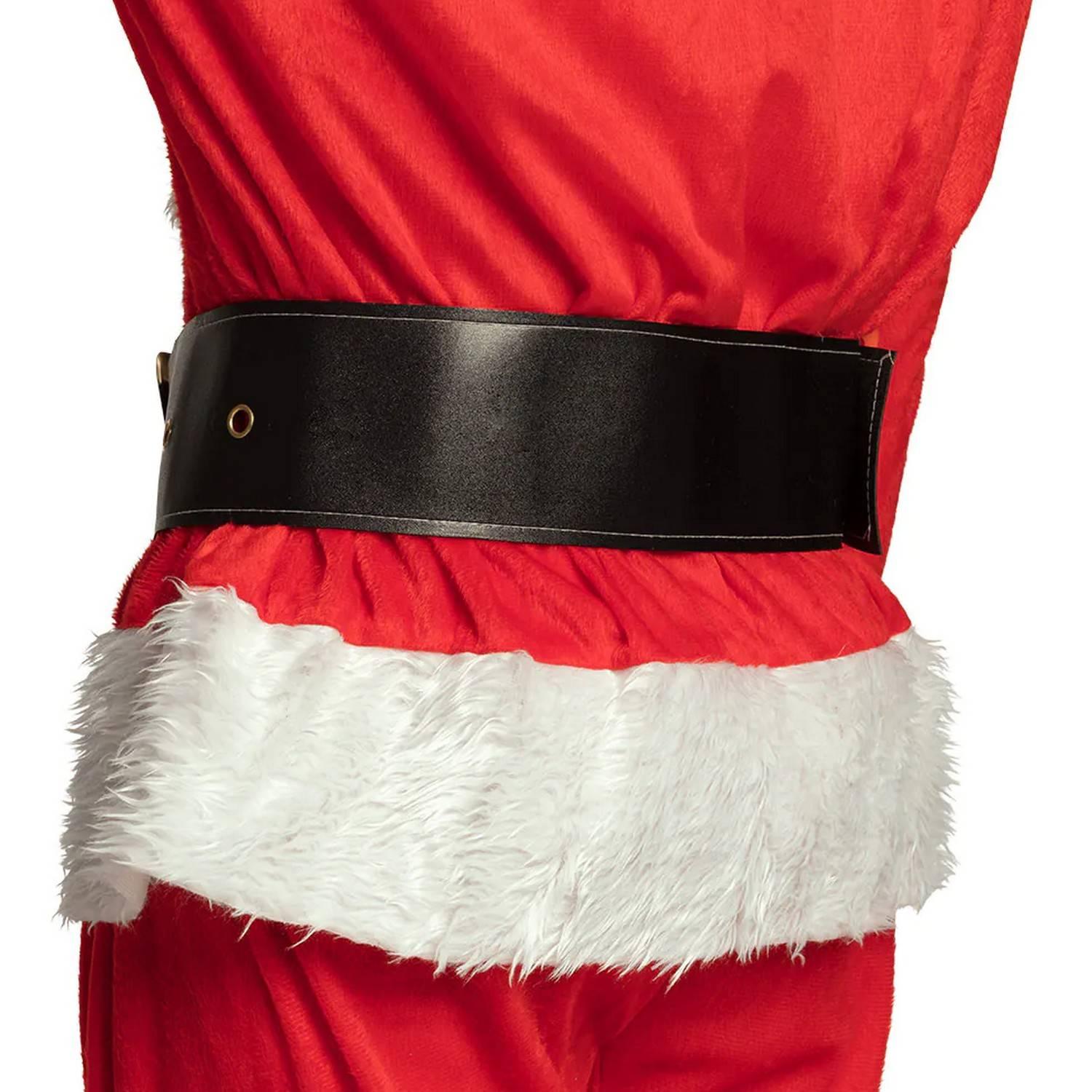 Ceinture Large De Père Noël - 124 Cm, Cuir PU, Boucle Or/argent, Accessoire Costume Fête De Noël