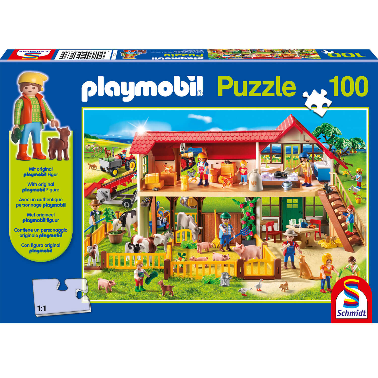 Puzzle 100 pièces : La Ferme : Playmobil - Schmidt - Rue des Puzzles