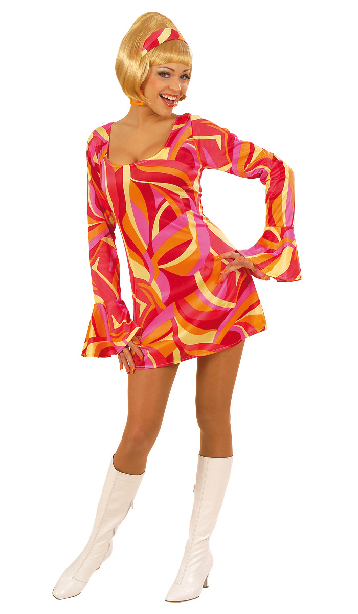 Robe Seventies (Rose) - Déguisement Années 70 (Disco)