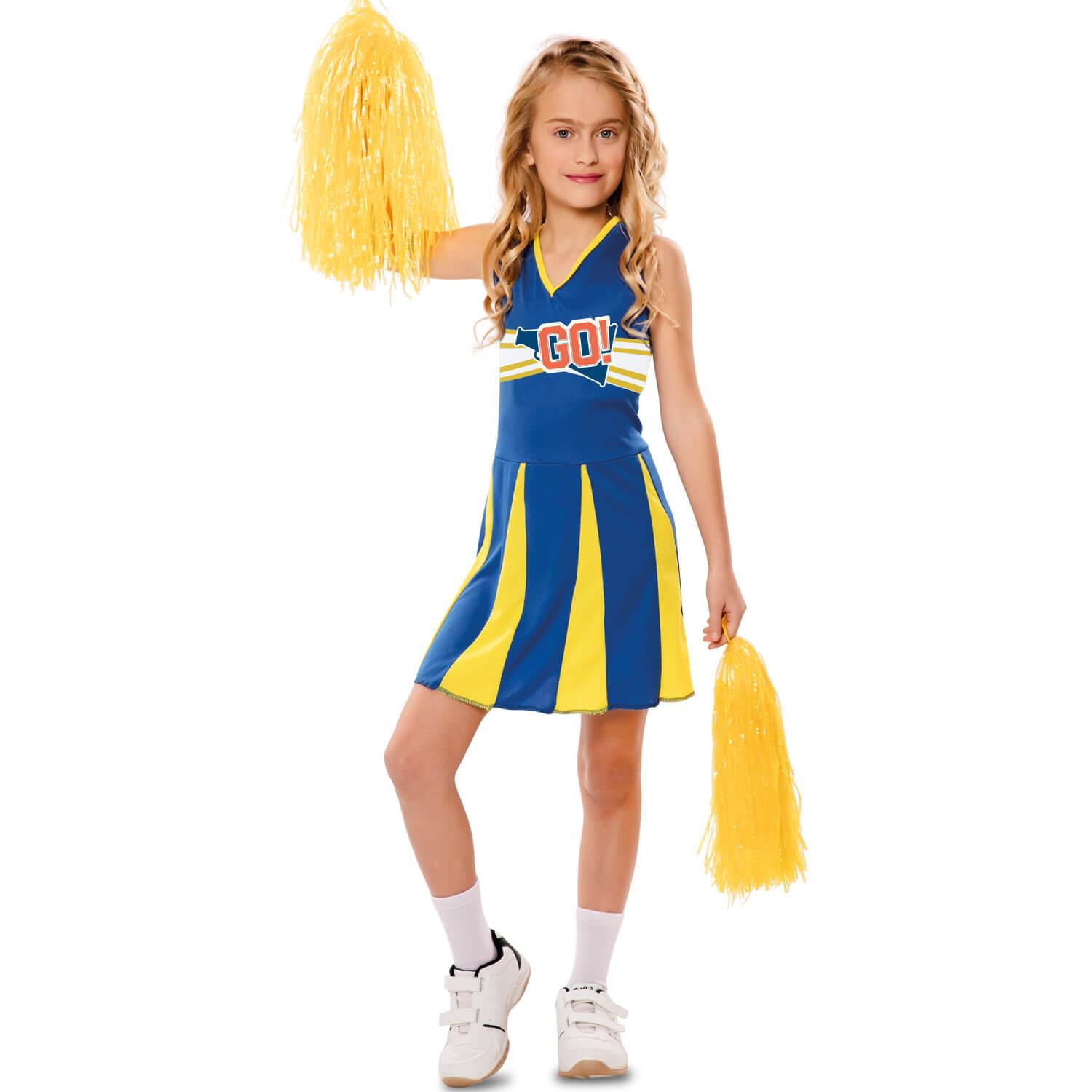 Déguisement De Pom Pom Girl - Bleu et jaune - Fille - Jeux et jouets  RueDeLaFete - Avenue des Jeux
