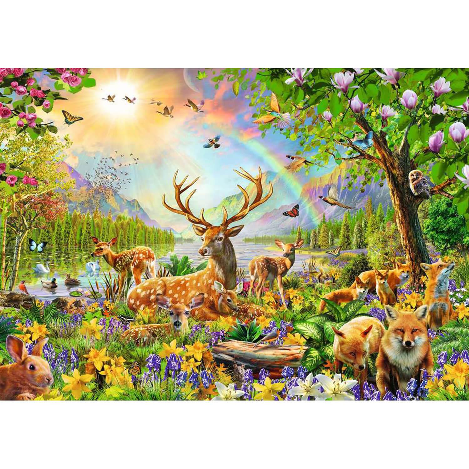 puzzle 200 piã¨ces xxl :  famille de cerfs et autres animaux