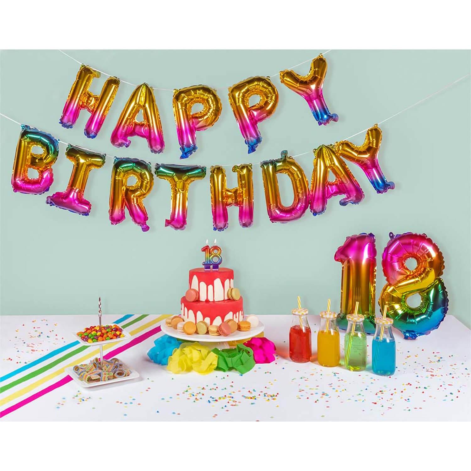 Guirlande ballons aluminium Happy Birthday multicolore 41 cm