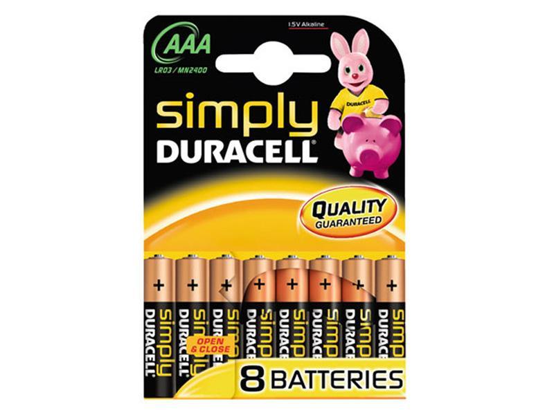 Pack de 8 piles Duracell Simply MN2400/LR03 Micro AAA