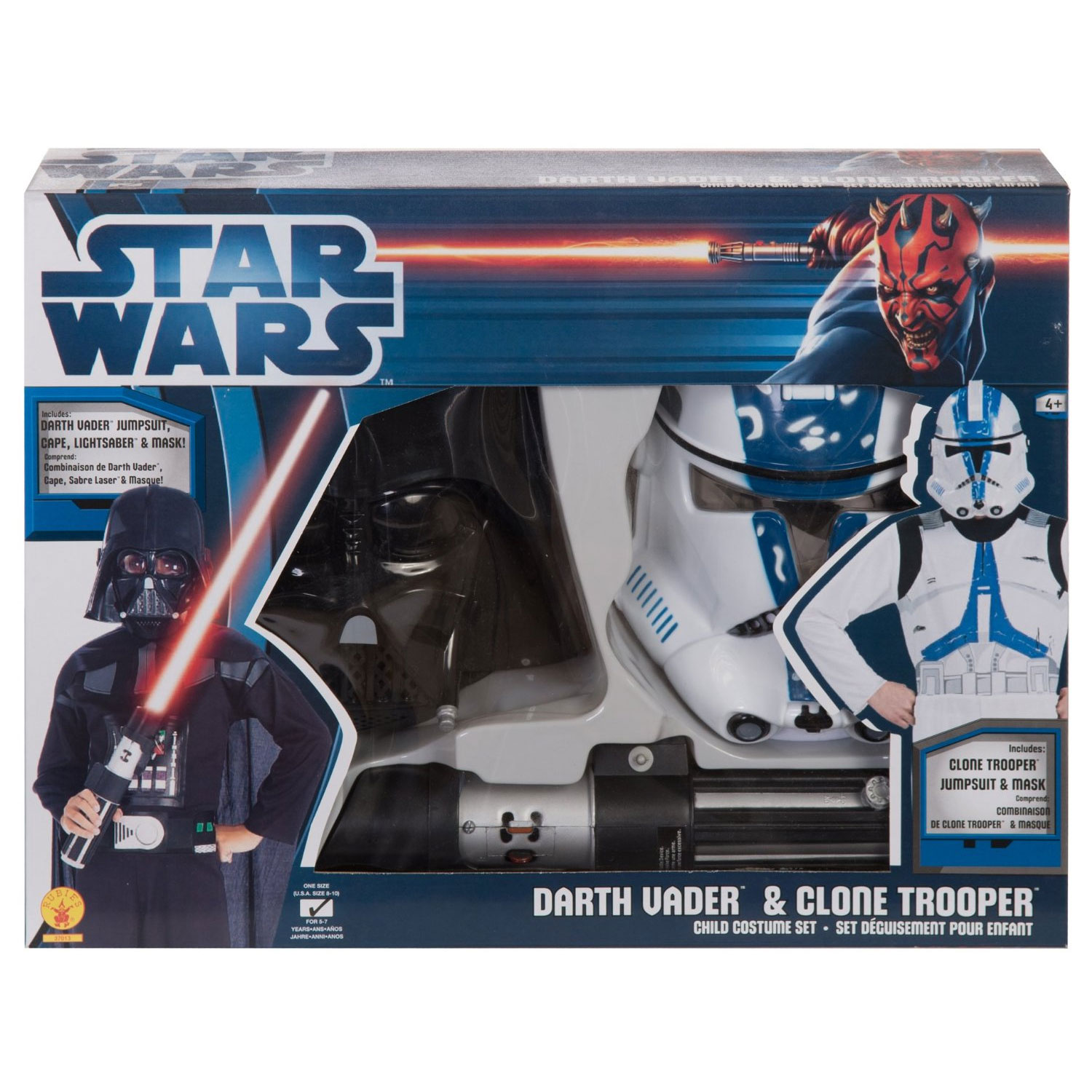 Déguisements Star Wars : Dark Vador avec sabre + Clone : 5/7 ans