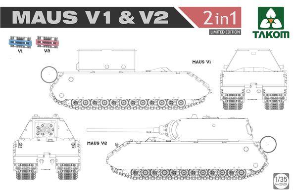 WWII  Maus V1 & V2  2 in 1 (Limited Edition) - 1:35e - Takom