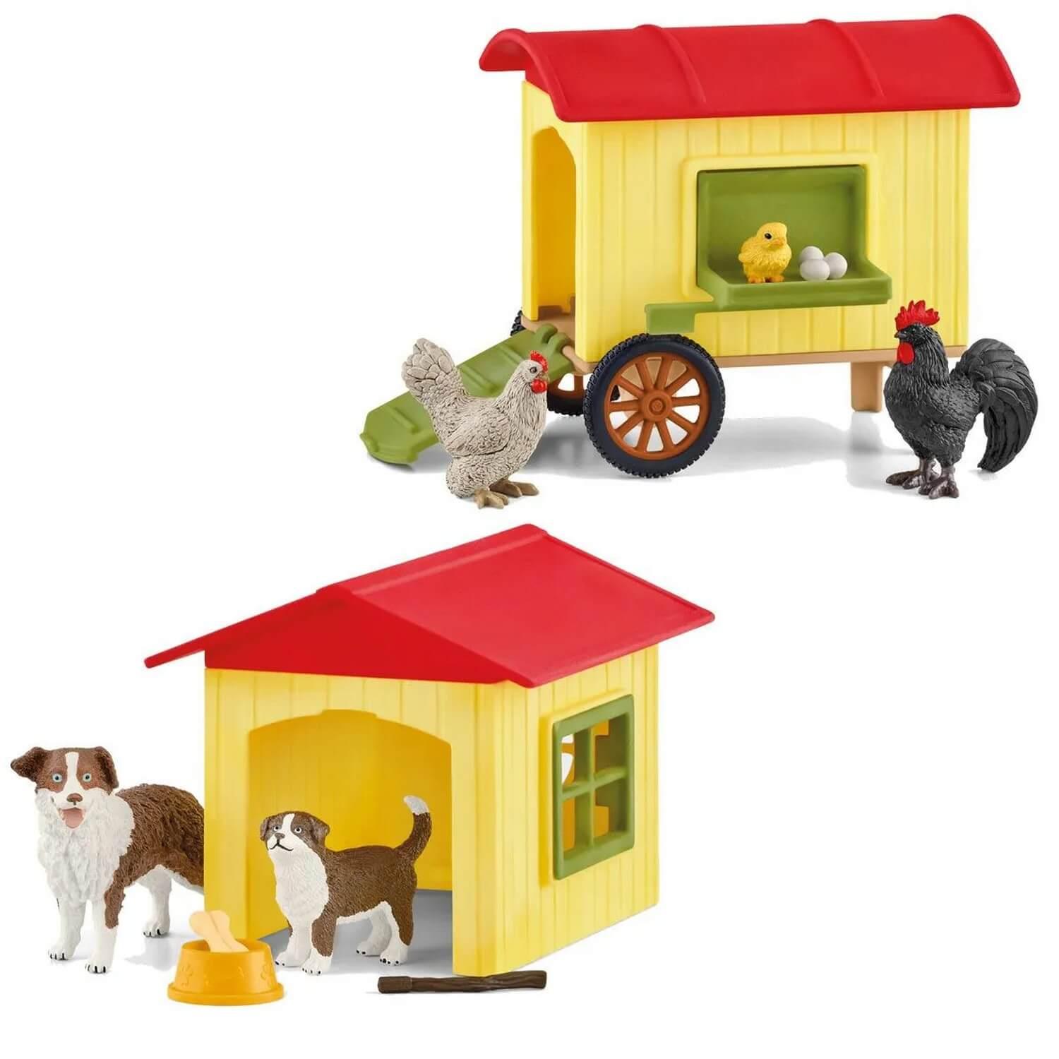 Figurines Farm World : Kit 2 en 1 : Poulailler et niche