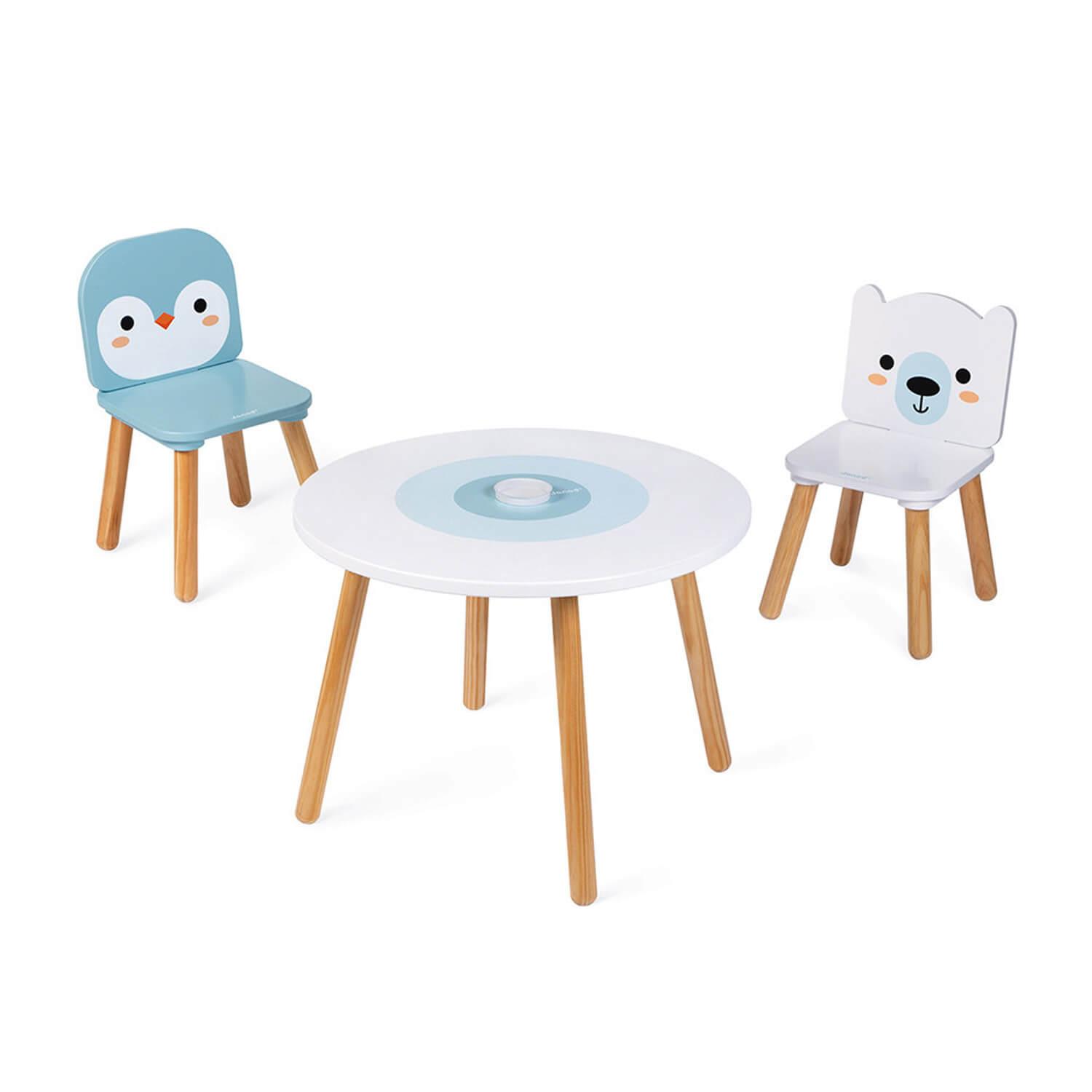 Table et 2 chaises en bois : Banquise