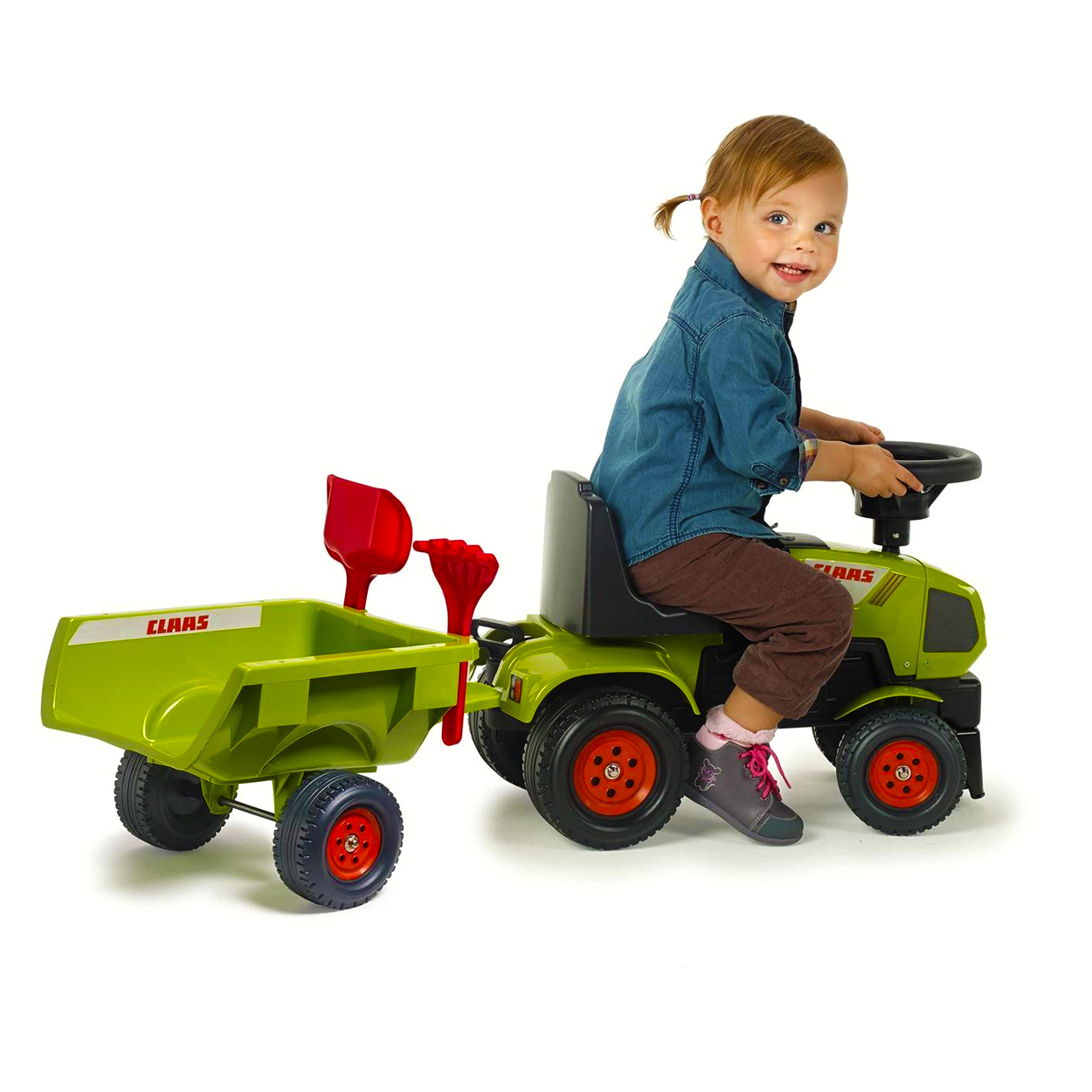 Porteur tracteur enfant avec remorque pelle et rateau Claas Falk