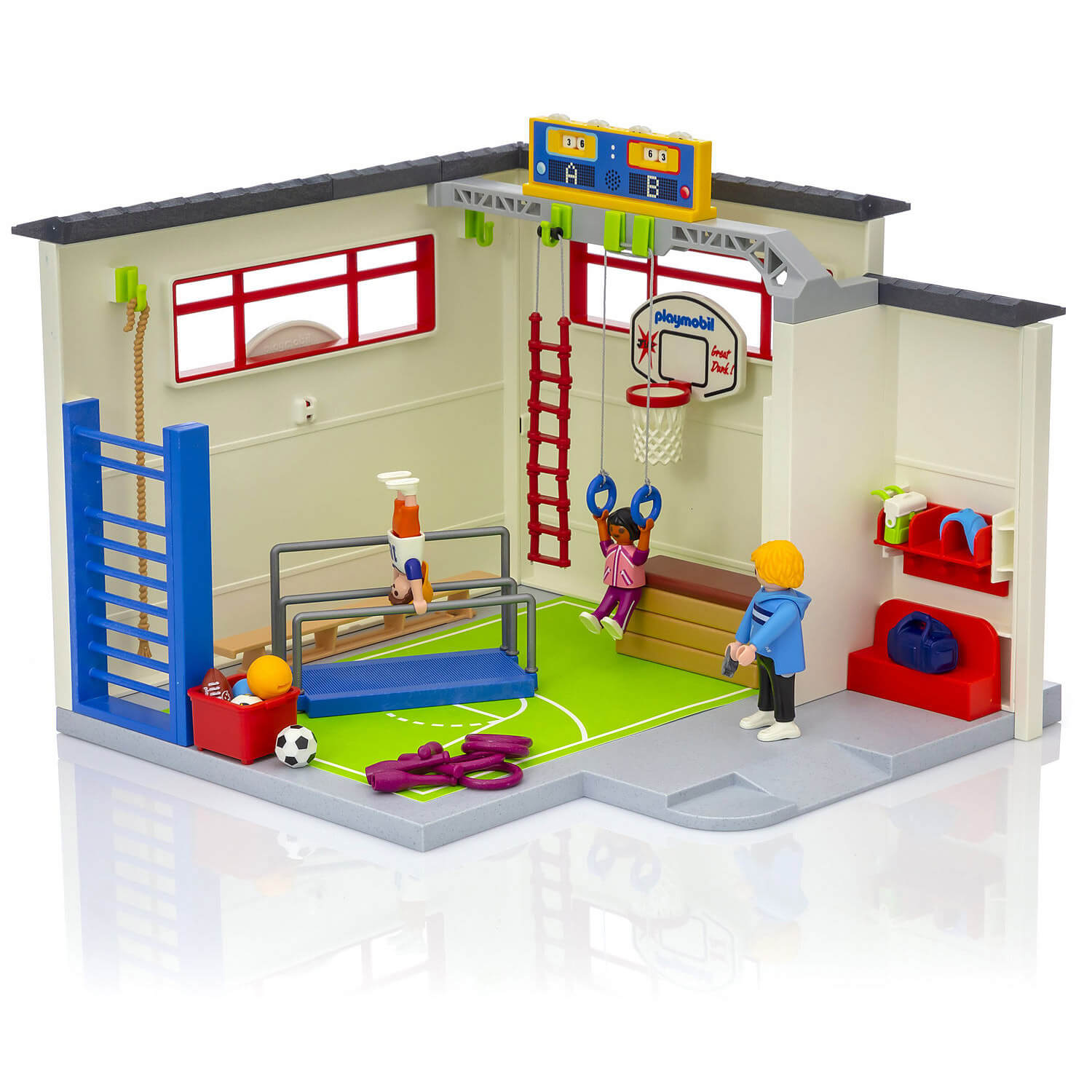 Playmobil City Life Set en 4 Parties 9454 9455 9456 9457 Salle de Gym +  Salle de Classe Cours d'Histoire + Cours de Chimie + Maître de Maison avec  Kiosque : : Jeux et Jouets