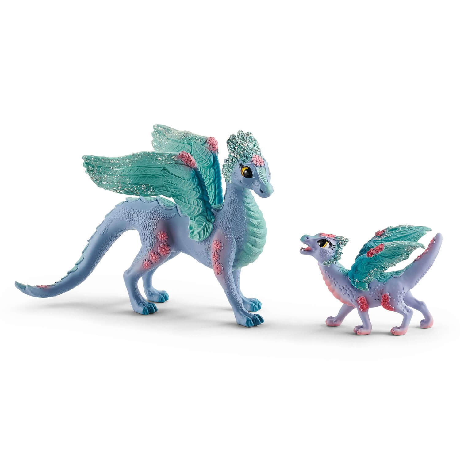 Figurines Bayala : Dragon aux fleurs, maman et bébé