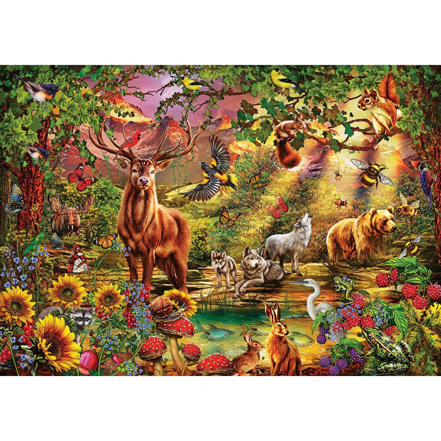 Puzzle XXL Ravensburger 100 Pièces - La Forêt Magique, Dimensions 49 X 36 Cm, Pour Enfants à Partir De 7 Ans