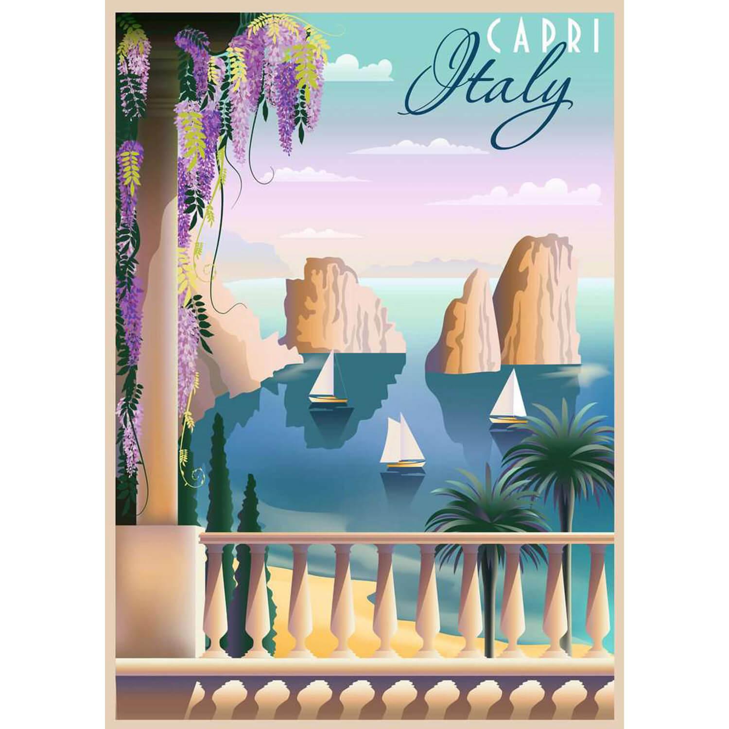 Puzzle 1000 pièces : Carte postale de Capri, Italie