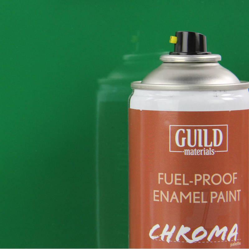 Peinture Chroma Gloss Enamel (Résistant Carburant) Vert (400ml Aerosol) - Guild Materials