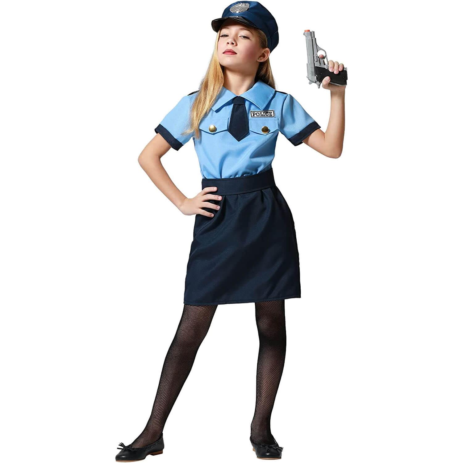 Uniforme De Policier Bleu Pour Filles, Costume D'halloween Pour