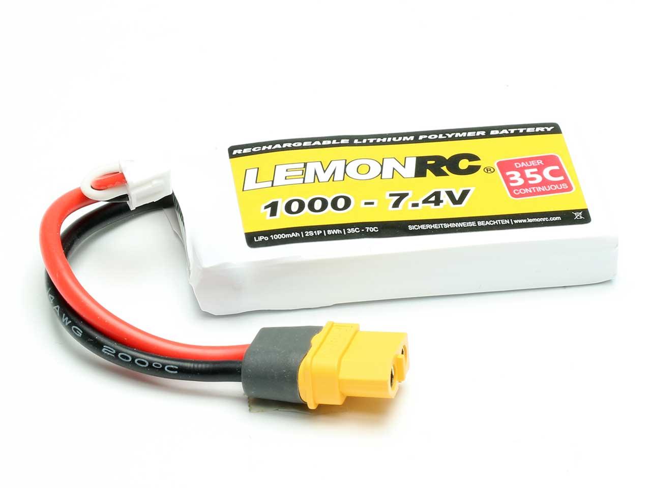 Accu Lipo LemonRC 2S 1000mAh 7.4V (35C) XT60