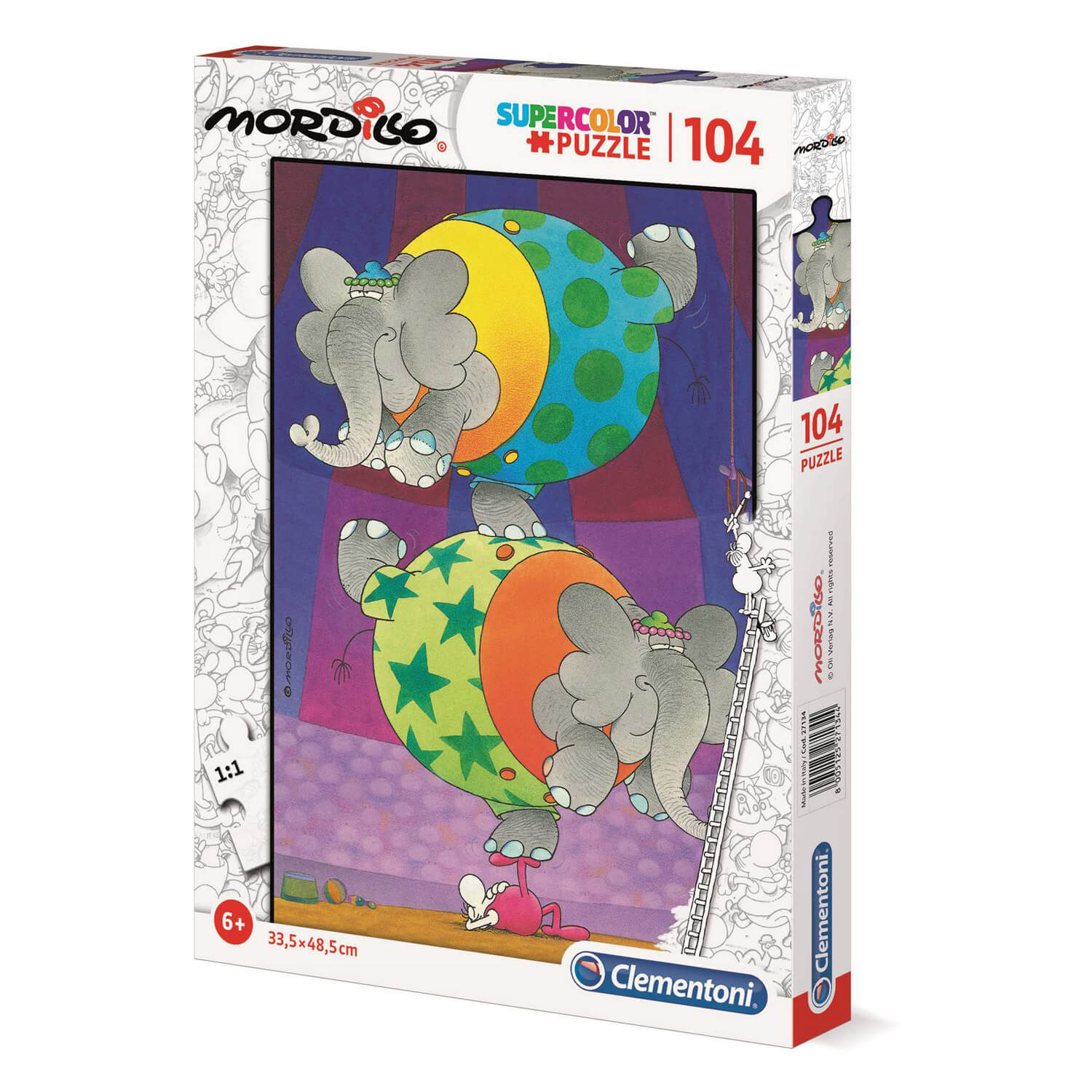 Puzzle 104 pièces Supercolor : Mordillo, La balance - Clementoni - Rue des  Puzzles