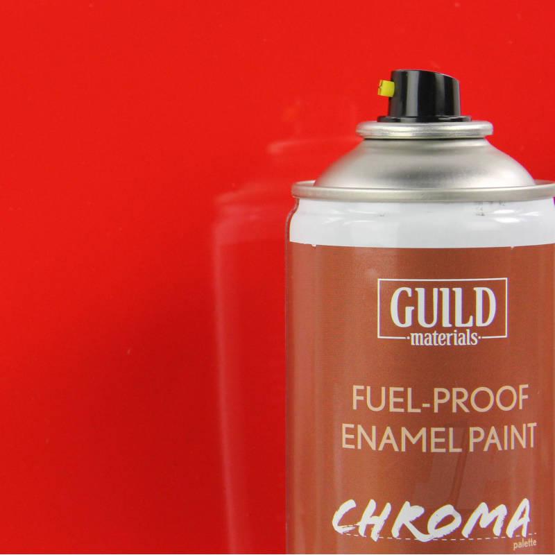 Peinture Chroma Gloss Enamel (Résistant Carburant) Rouge (400ml Aerosol) - Guild Materials