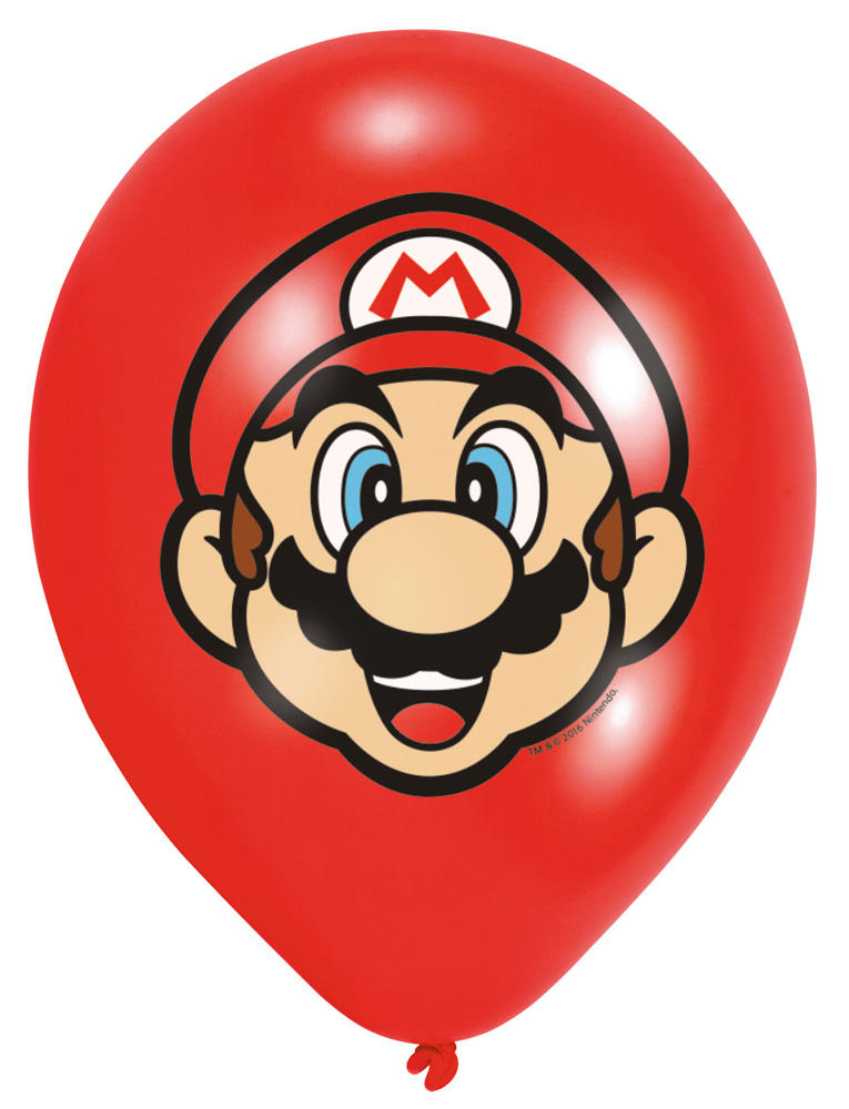 6 ballons de baudruche Mario - Décoration anniversaire Mario