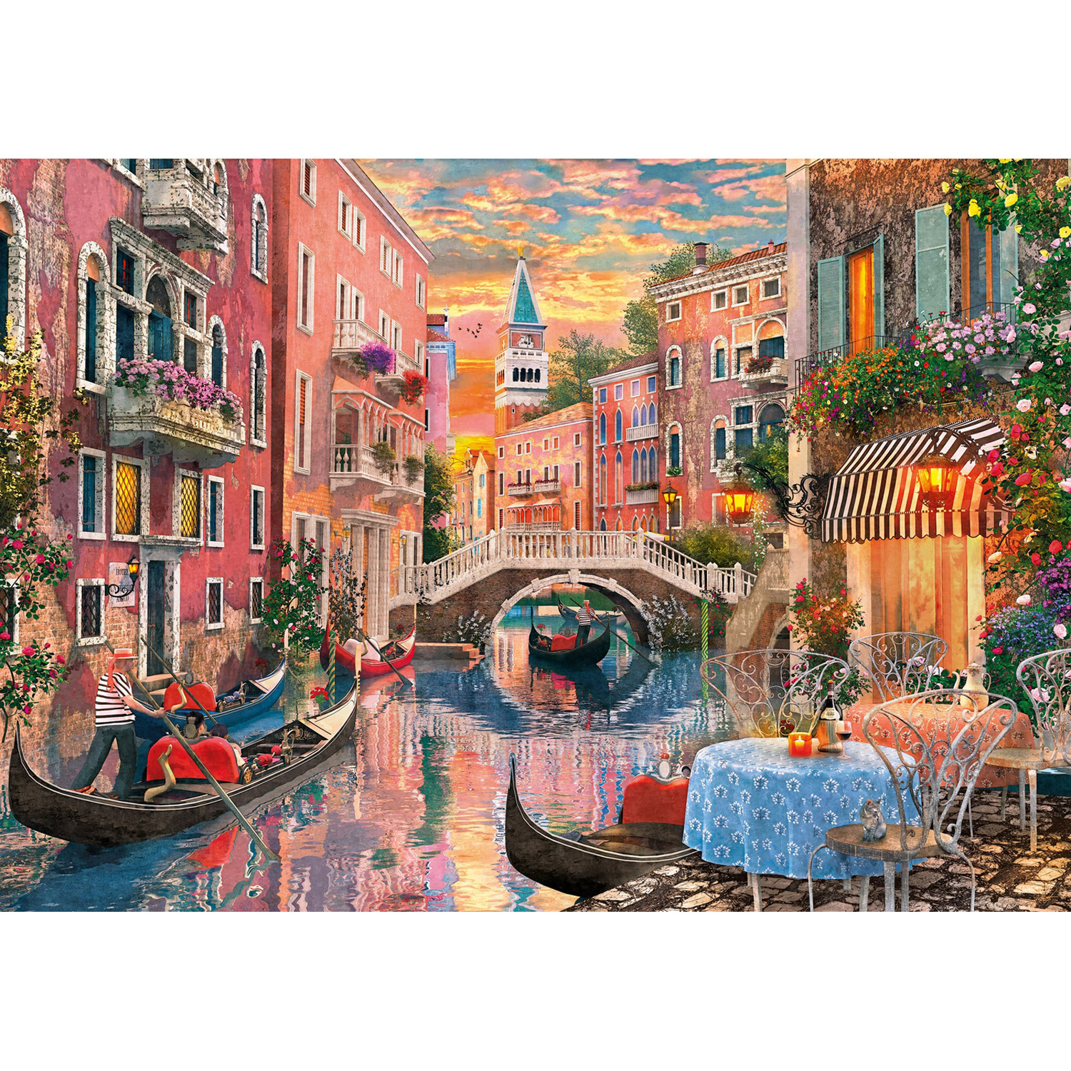 Puzzle de 1500 piezas Atardecer en Venecia góndolas paisaje ciudad Italia 