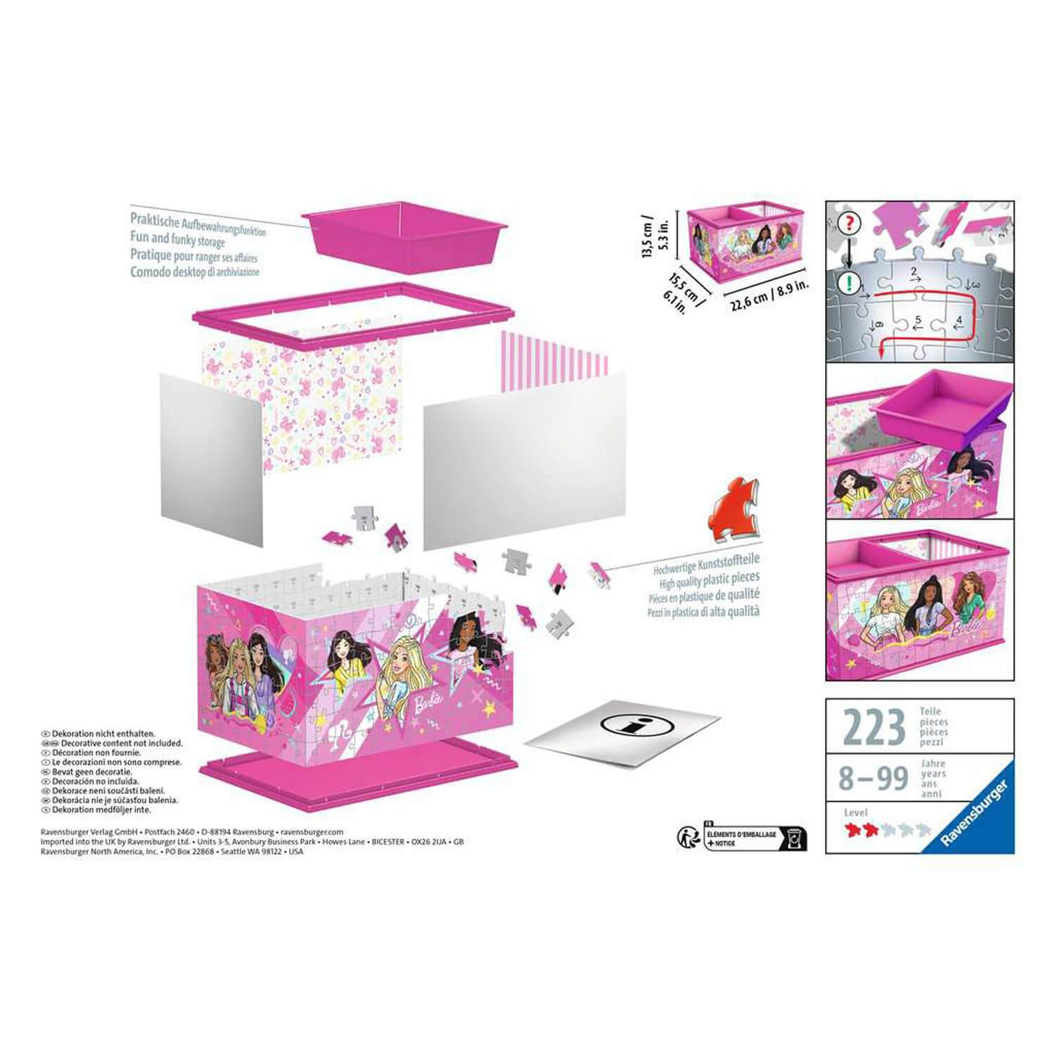 Puzzle 3D 216 pièces : Boite de rangement : Barbie - Ravensburger