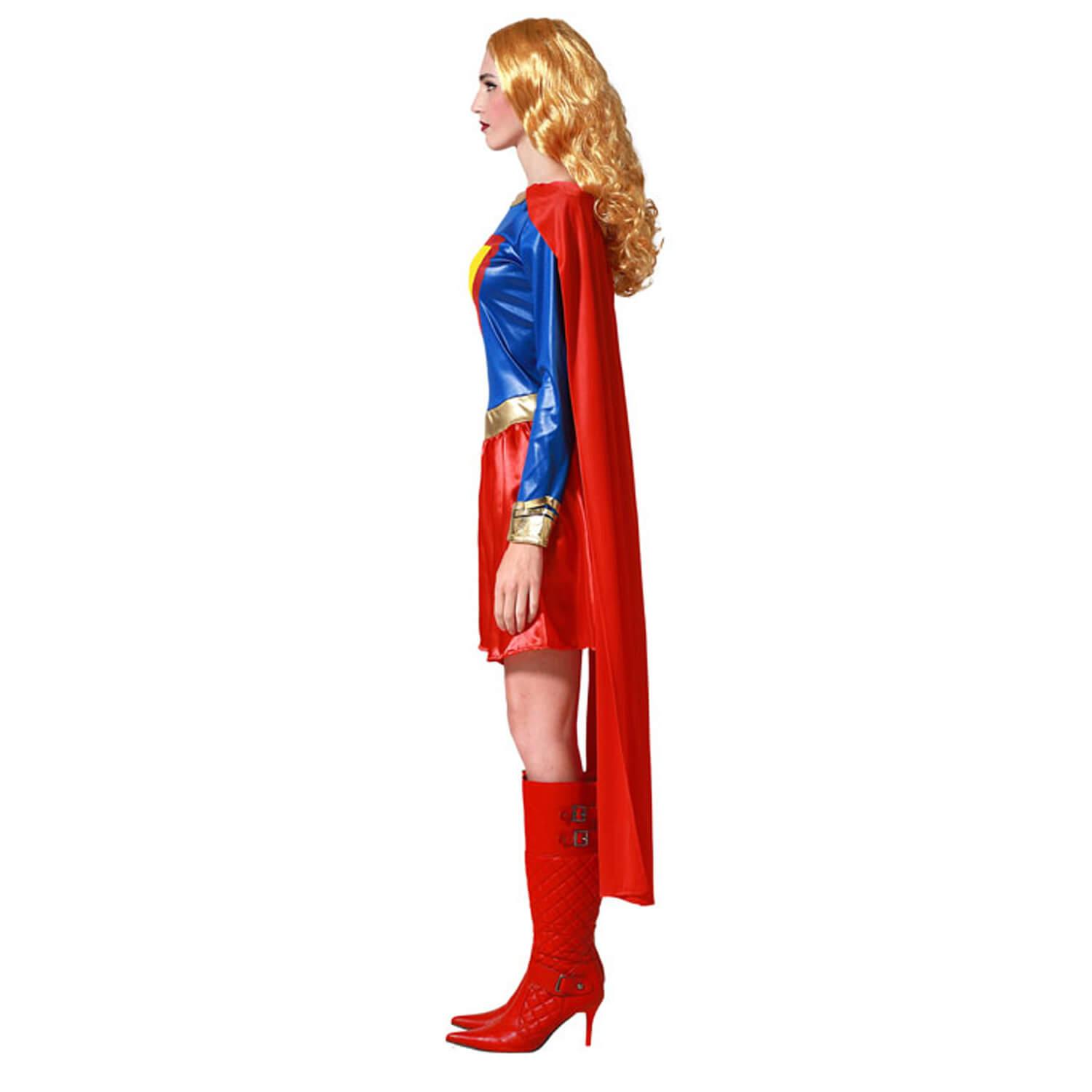 Déguisement Super Heroine bleu et rouge pour femme
