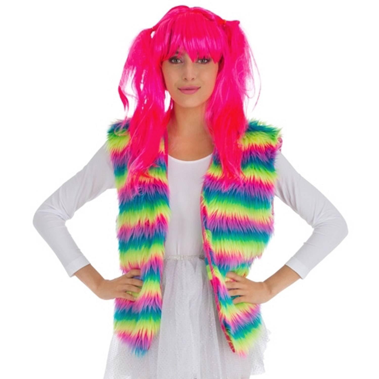 Gilet Peluche adulte sans manches, Arc-en-ciel
