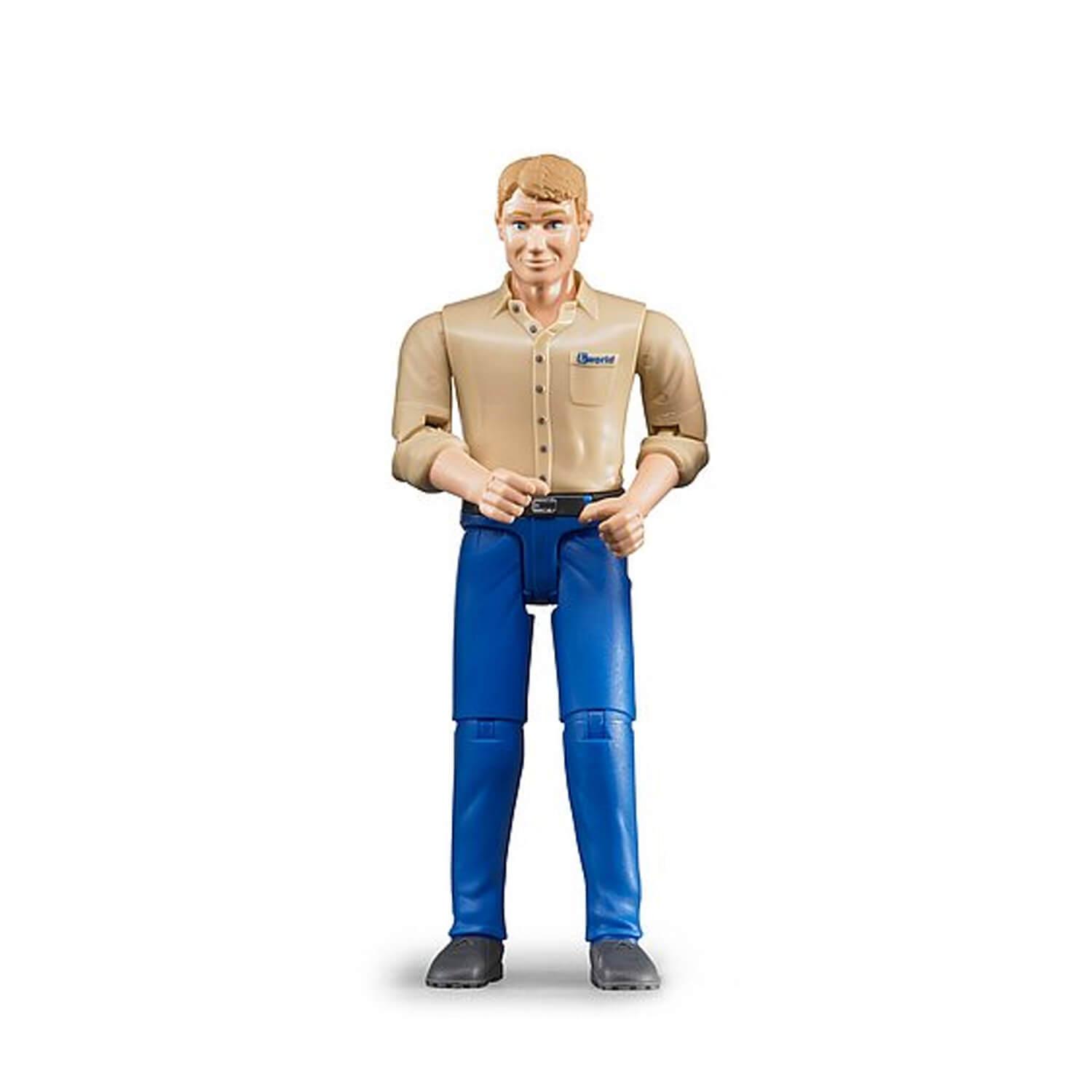 figurine homme blond avec pantalon bleu